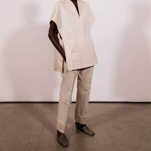 Deveaux Mary Cotton Straight Leg Natural Cream Jeans